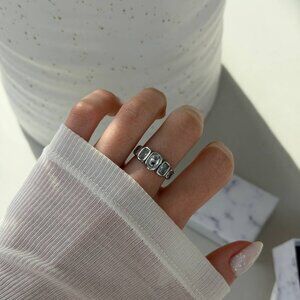 SKU0528 Retro Silver Multi Gemstones Women Statement Ring Stainless steel